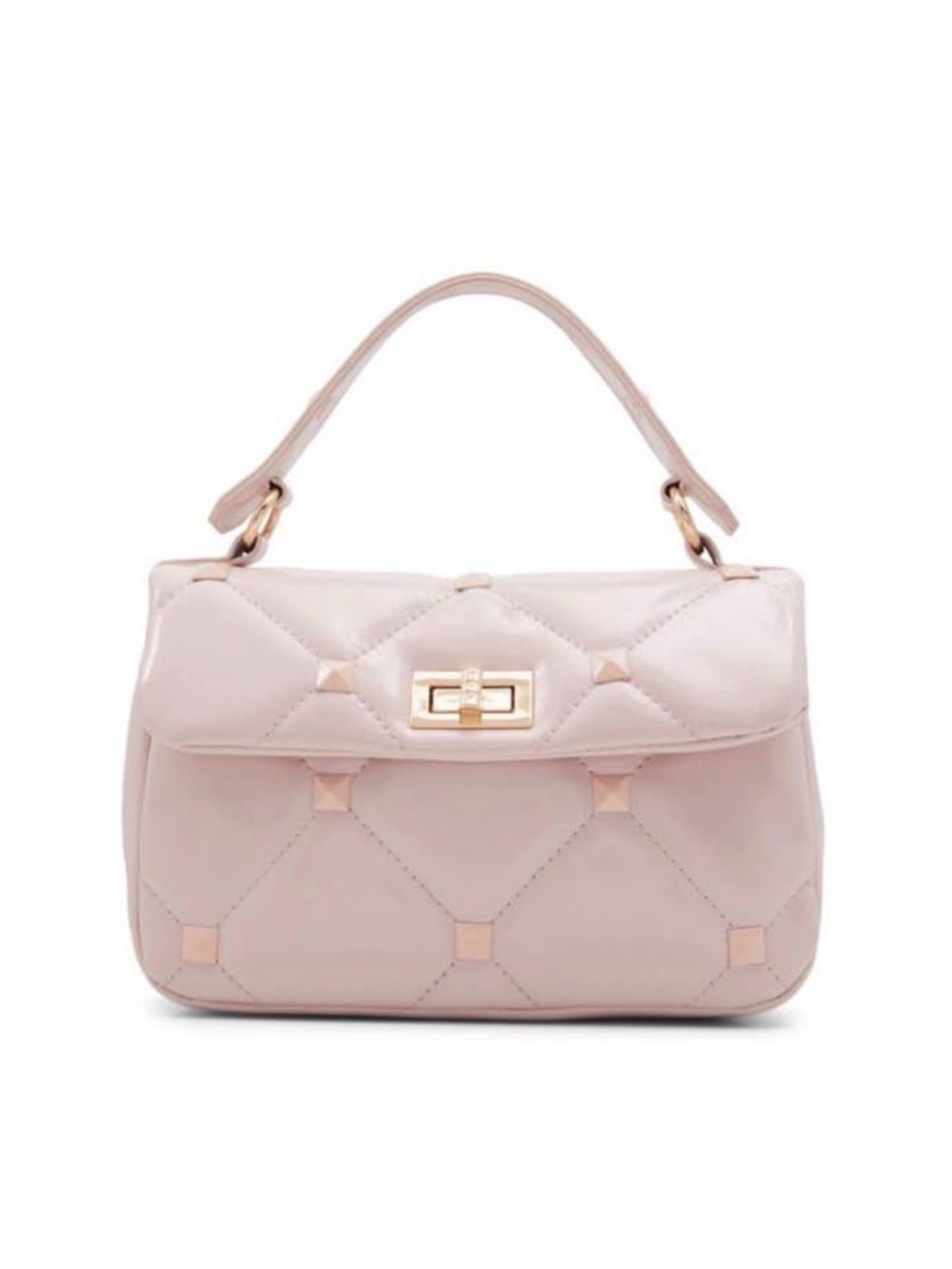 Call It Spring Quilted Patent Light Pink Shoulder Bag with Gold Hardware